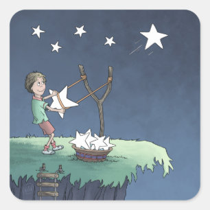 Shooting Stars - Creating Wishes  Square Sticker