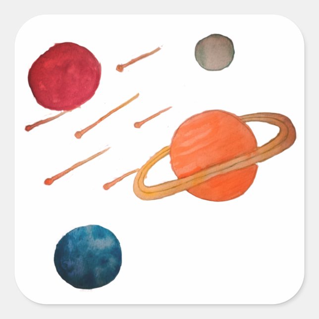 Shooting stars in space square sticker (Front)