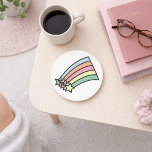 Shooting Stars Rainbow Coaster<br><div class="desc">Beautiful pastel coloured shooting stars with their tails forming a rainbow on a coaster</div>