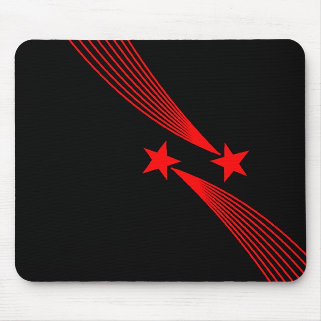 Shooting Stars - Red on Black Mouse Pad (Front)