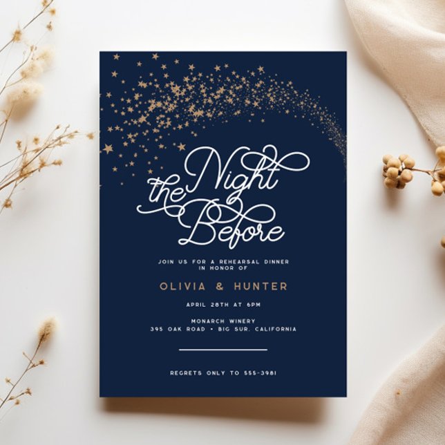 Shooting Stars The Night Before Rehearsal Dinner Invitation (Creator Uploaded)