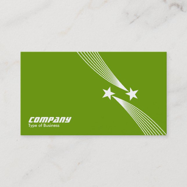 Shooting Stars v2 - White on Green 669900 Business Card (Front)