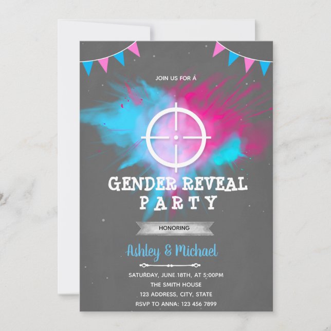 Shooting target gender reveal invitation (Front)