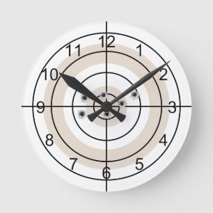 Shooting Target Gun Lover Gift Round Clock