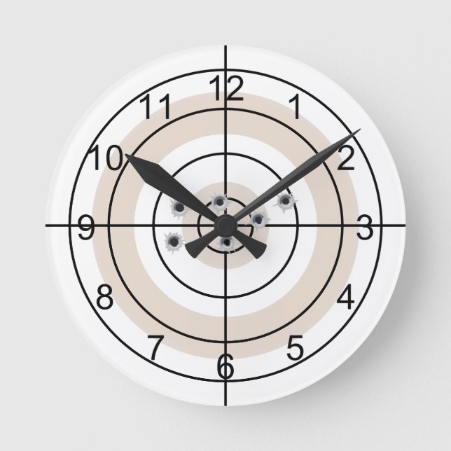 Shooting Target Gun Lover Gift Round Clock (Front)