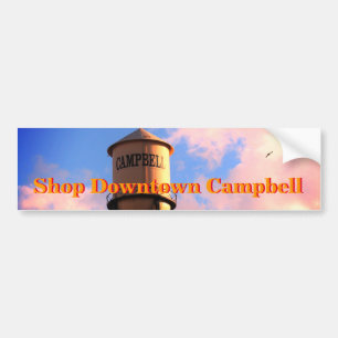 Shop Downtown Campbell Water Tower Bumper Sticker