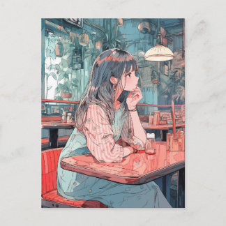 [SHOP Limited Illustration] Meet at Cafe | Sushi M Postcard