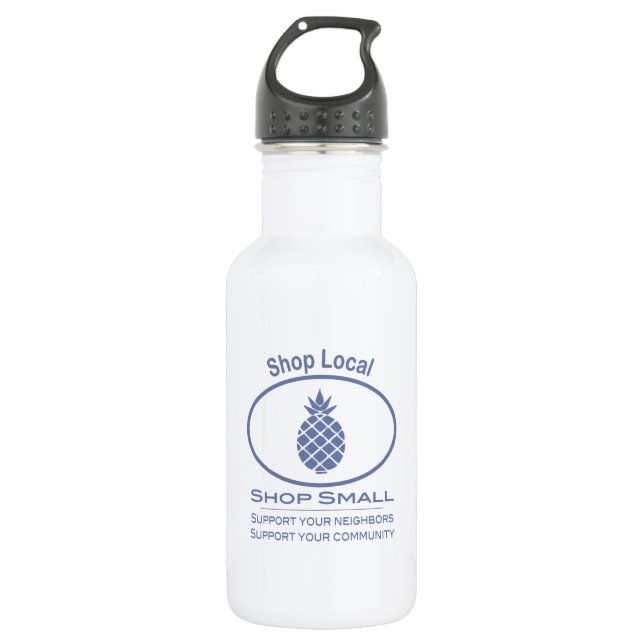Shop Local, Shop Small blue pineapple 532 Ml Water Bottle (Front)