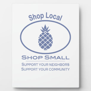 Shop Local, Shop Small blue pineapple Plaque