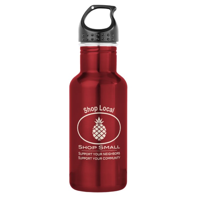 Shop Local, Shop Small cream pineapple 532 Ml Water Bottle (Front)