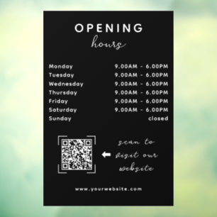 Shop Open Timing QR Code Sleek Black