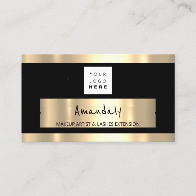  Shop QR CODE Logo Black Business Card (Front)