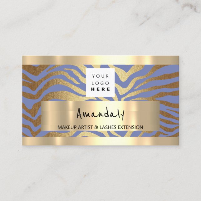  Shop QR CODE Logo Metallic Gold, Light Blue Business Card (Front)