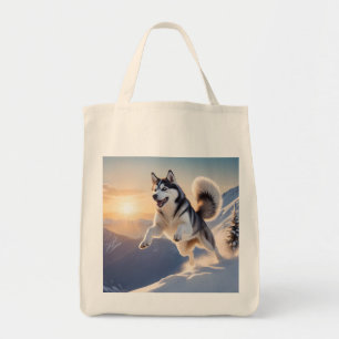 Shop sustainably with this Siberian Husky grocery Tote Bag