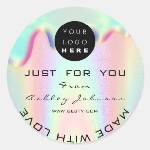 Shop  Thank Logo Holographi Made With Love Drip Classic Round Sticker