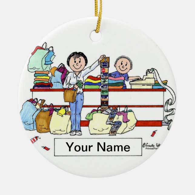 Shopper - Female Ceramic Tree Decoration (Front)