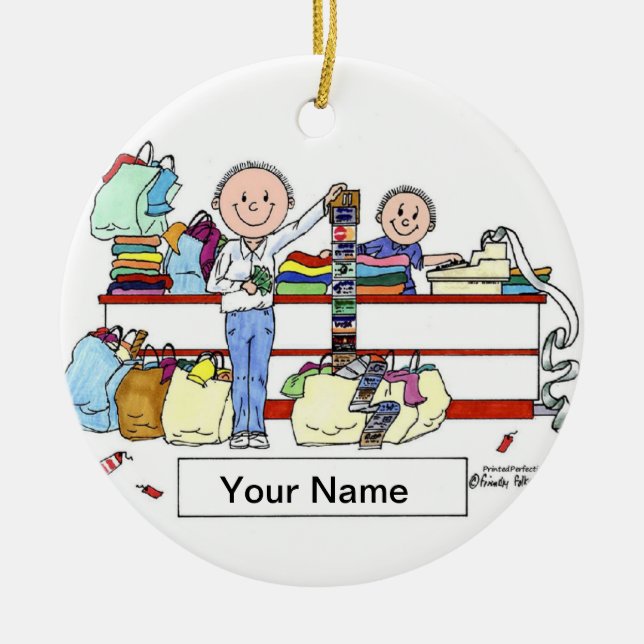 Shopper - Male Ceramic Tree Decoration (Front)