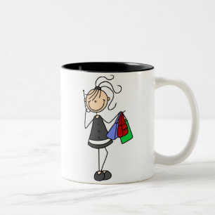 Shopping And Cellphone Stick Figure Mug