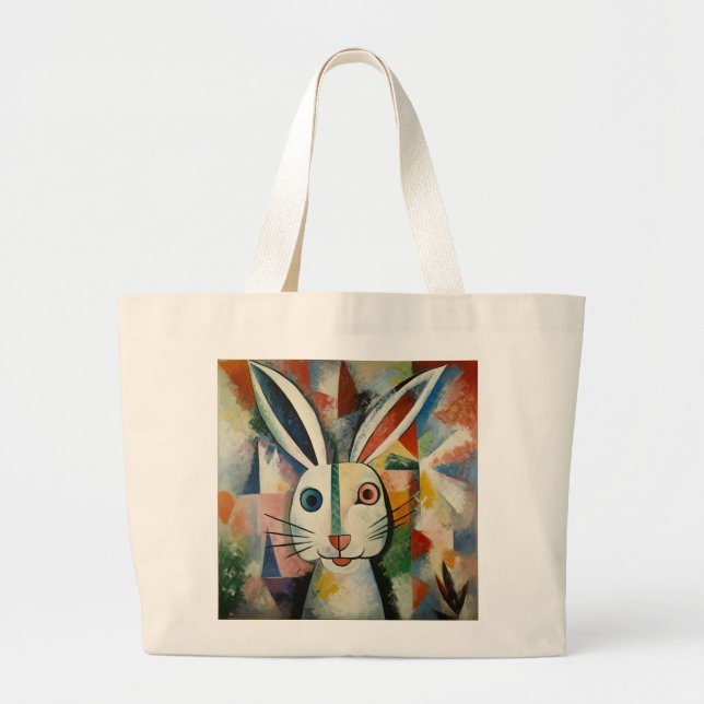 Shopping bag with a rabbit portrait (Front)