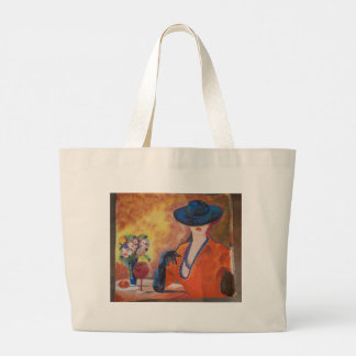 Shopping bag with an elegant woman portrait