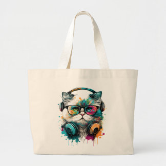 Shopping Bag with Colourful Cat Image