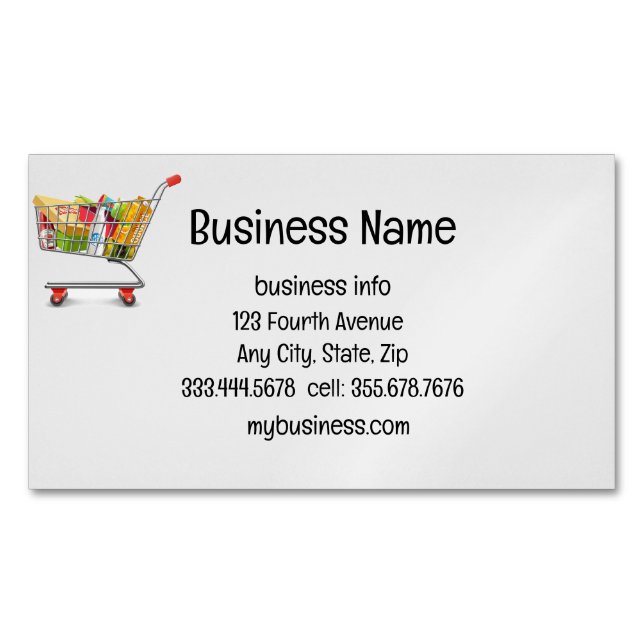 Shopping Cart Personal Shopper Service Magnetic Business Card (Front)