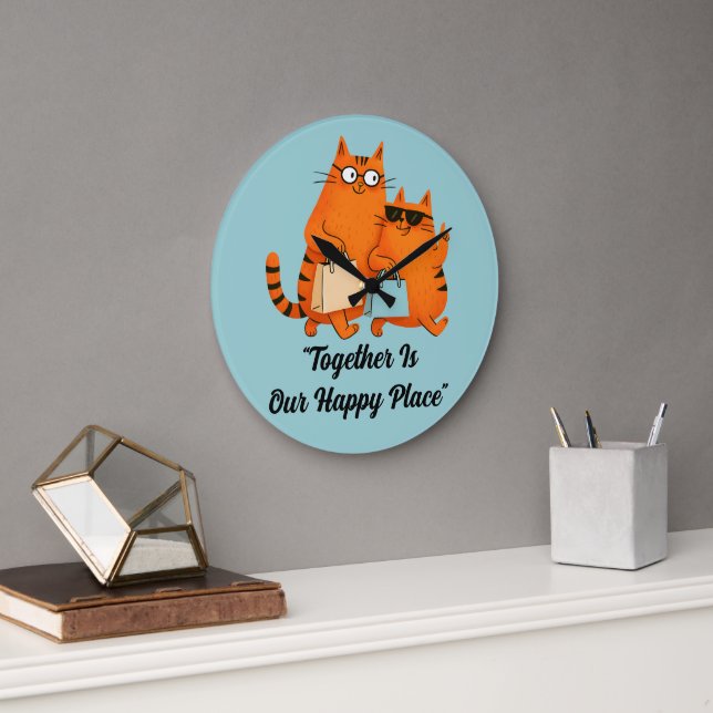 Shopping Day Cat Love Large Clock (Office)
