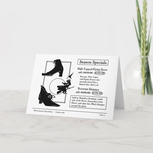 Shopping for end of season flying shoes holiday card (Front)