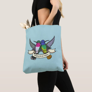 Shopping Grand Master Cute Hummingbirds & Ribbon Tote Bag