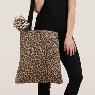 Shopping Grocery Tote Bag Leopard Print Brown