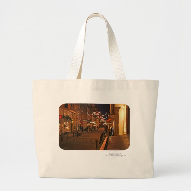 Shopping in Amsterdam Large Tote Bag (Front)
