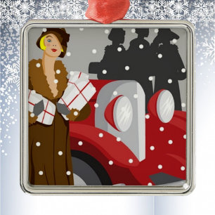Shopping in the Snow Metal Tree Decoration