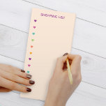 Shopping List Cute Colourful Hearts Magnetic Notepad<br><div class="desc">A cute and girly shopping list for your desk or fridge door with colourful hearts in purples,  greens and oranges,  and purple text. Fill in,  tear off and check off your items at the grocery store. No more forgetting groceries!</div>