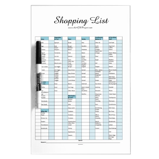Shopping List Dry Erase Board Zazzle.co.nz
