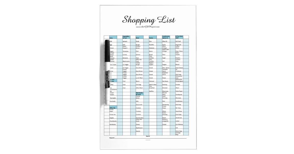 Shopping List Dry Erase Board Zazzle.co.nz