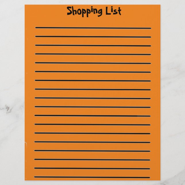 Shopping List Orange Letterhead (Front)