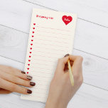 Shopping List Red Hearts Magnetic Name Notepad<br><div class="desc">Red and cream shopping list notepad with name personalisation inside a red heart. Featuring tiny red hearts for checkboxes! Looks great on your desk or fridge. Fill in,  tear off and pop in your grocery bag on your next trip to the store. No more forgetting groceries!</div>