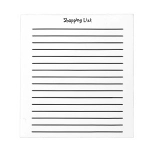 Shopping List White Notepad