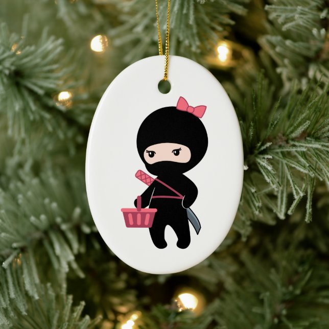 Shopping Ninja Girl Ceramic Tree Decoration (Tree)