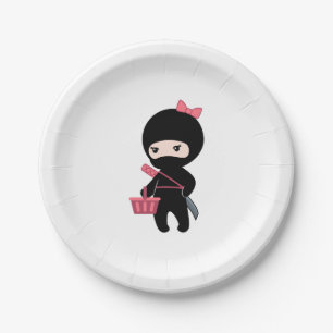Shopping Ninja Girl Paper Plate