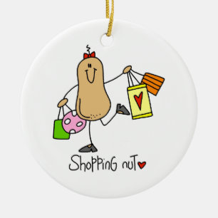 Shopping Nut T-shirts and Gifts Ceramic Tree Decoration