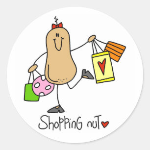 Shopping Nut T-shirts and Gifts Classic Round Sticker