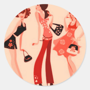SHOPPING QUEEN COLLECTION CLASSIC ROUND STICKER