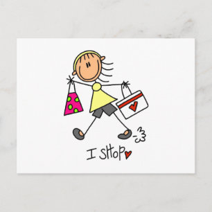 Shopping Stick Figure Postcard