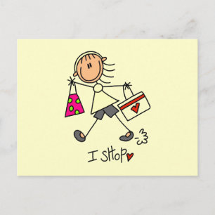 Shopping Stick Figure Postcard