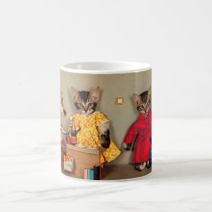shopping tabby kitten and cashier tabby kitten coffee mug