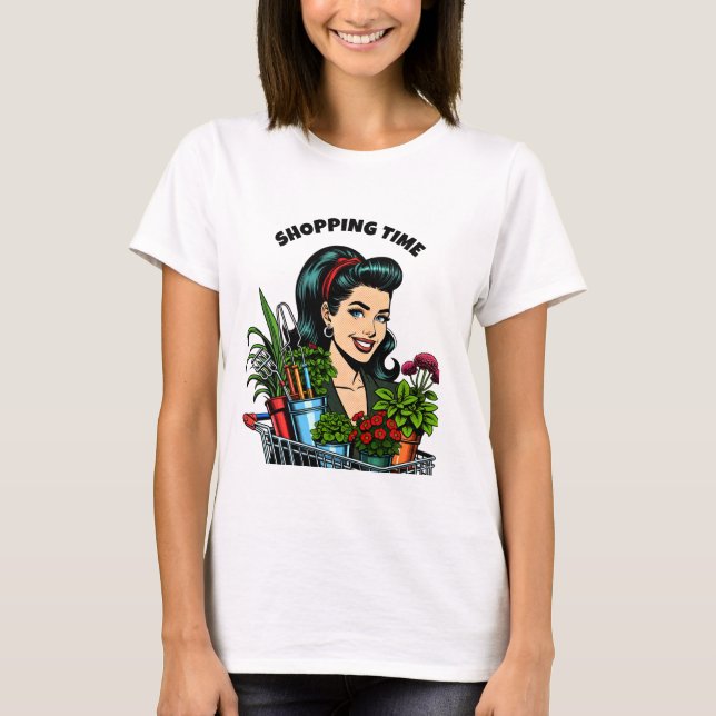 Shopping Time | Funny Retro Plant-Lovers T-Shirt (Front)
