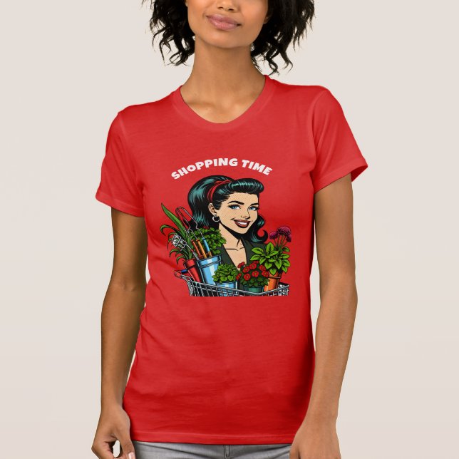 Shopping Time | Funny Retro Plant-Lovers T-Shirt (Front)