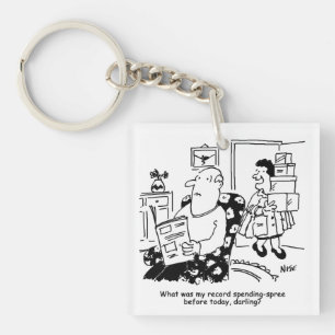 Shopping Trip. Record Spend. Overspending at Shops Key Ring