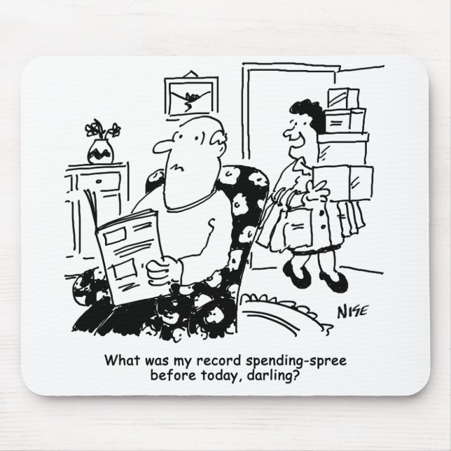 Shopping Trip. Record Spend. Overspending at Shops Mouse Pad (Front)